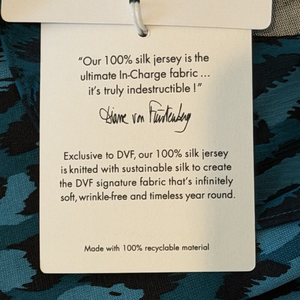 Diane Von Furstenberg DVF Carli Wrap Dress 2 Teal Leopard Silk Jersey NWT - Picture 10 of 12